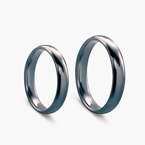 Obrączki ślubne: czarne złoto, półokrągłe, 4 mm